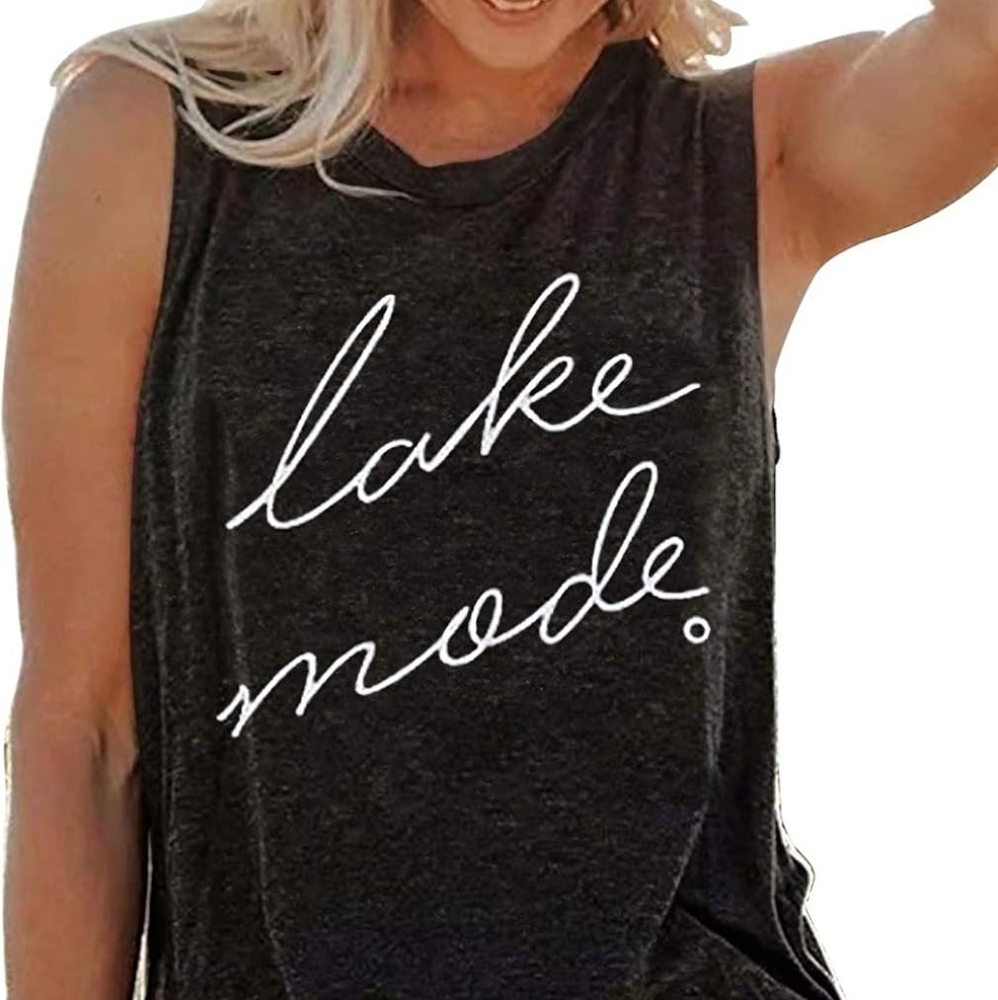 Lake Mode Graphic Print Grey Tanktop
